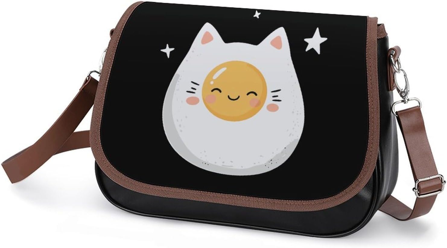 Poached Egg Cat Shoulder Bags for Women Tote Handbag Clutch Purse Messenger Bag