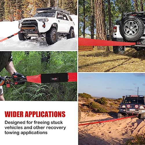 Fieryred 4”X 30Ft Tow Straps Recovery Kit With D Ring Shackles, 46500Lb Break Strength Recovery Straps Heavy Duty With Loops, Emergency Off Road Towing Rope & Winch Extension #TOP5