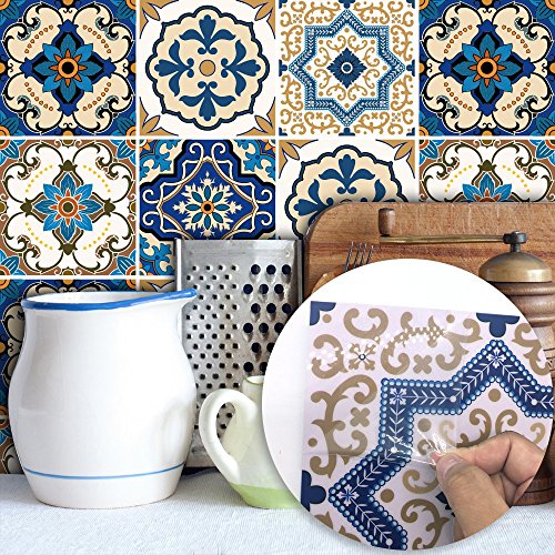 Self-Adhesive Wall Tile Decals, Peel And Stick Tile Stickers, Waterproof Backsplash Stickers For Kitchen Bathroom Decor, 6X6Inch 10Pcs, Moroccan 029 #TOP1