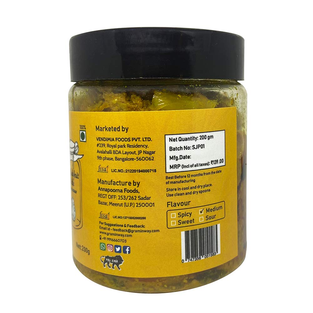 GRAMINWAY - from The Roots Spicy Jackfruit Pickle | Kathal ka Achar 200 gm 1