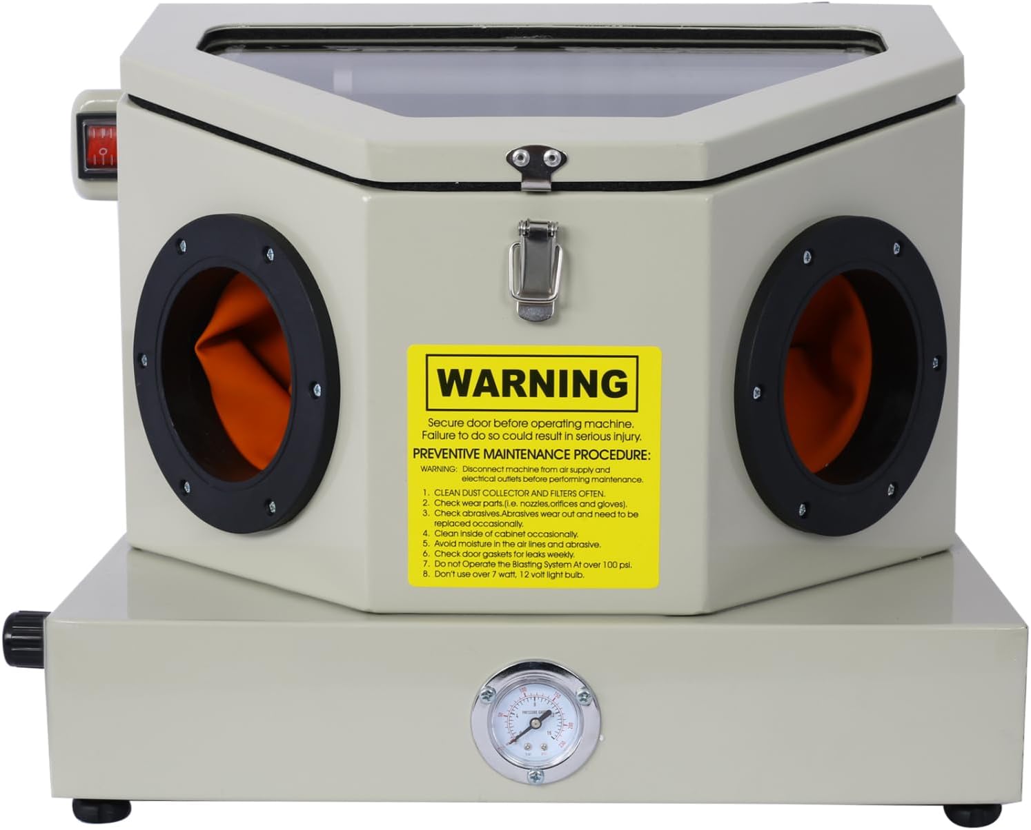 Dawn Jade Mini Sandblaster - Ergonomic and Compact Design for Precise Sandblasting, with Heavy Steel Construction and Built-in Blast Gloves for No Sand Leakage, Bright LED Lighting System