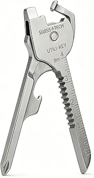 6-in-1 Stainless Steel Mini Multi Tool Keychain, EDC Pocket Utility Gadget for Camping, Hiking & Daily Use, Ideal Men s Dad Gift for Father s Day, Birthdays Silver 1Pc