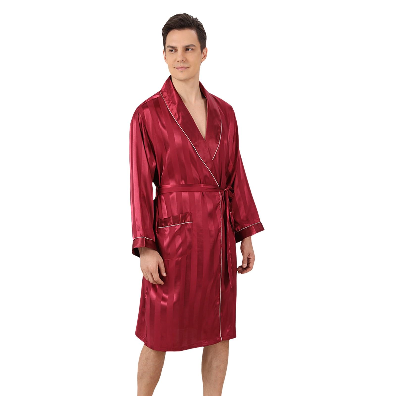 MODSGUE Bata de satén ligera para hombre, kimono, bata de seda, pijama para hombre, ropa de dormir y ropa de dormir