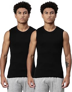 levi's 014 Men's Rib Pure Cotton Solid Gym Vest - Crew-Neck, Sleeveless Side Branding, Snug fit with Easy Tucked (Pack of 2)-picture-28