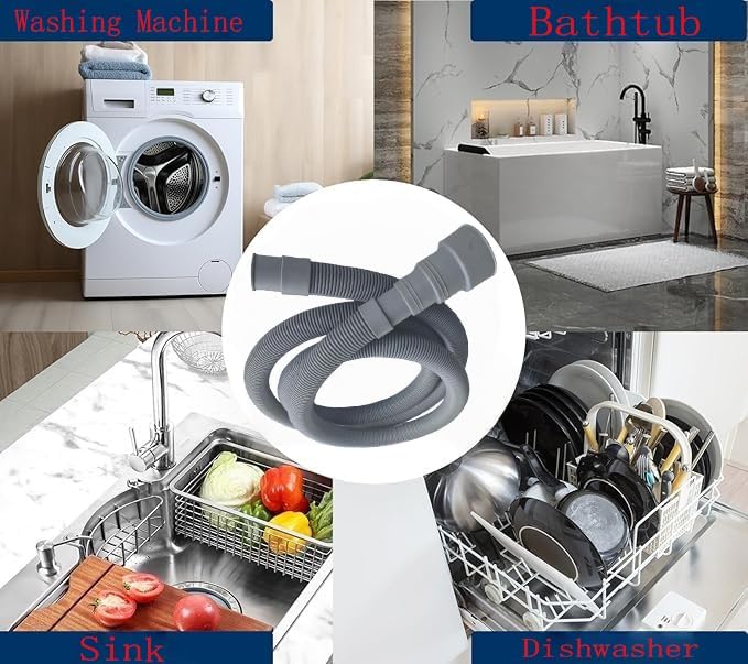 10-foot，universal drain hose for washing machines, suitable for LG/GE/Samsung and washing machines/dishwashers, portable sink and dehumidifier tubes, flexible drain hose 1-1/2 inch drain pipe opening