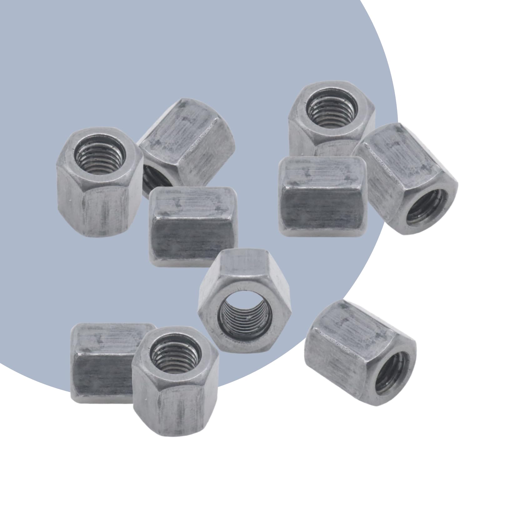 Evecad 6-Pack 3/4”-10 Coarse Hex Coupling Nuts – Galvanized Carbon Steel Threaded Rod Connectors For Machinery & DIY