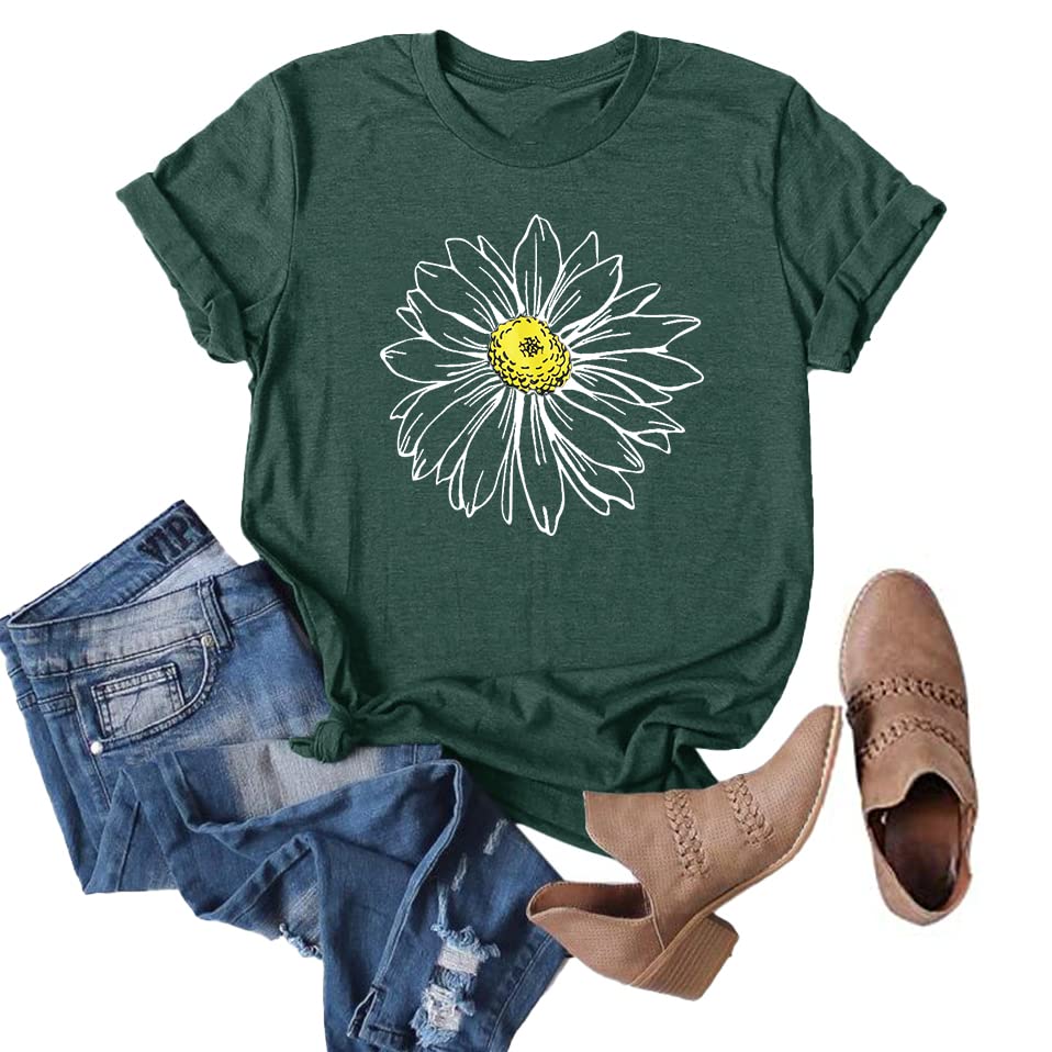 ChulianyouhuoSunflower Graphic Shirt for Women Cute Flower Short Sleeve Ladies Tee Tops Teen Girls Casual T Shirt