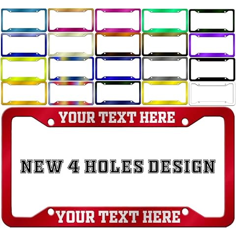 Custom License Plate Frames,Personalized License Plate Holders,Design Your Text Met...