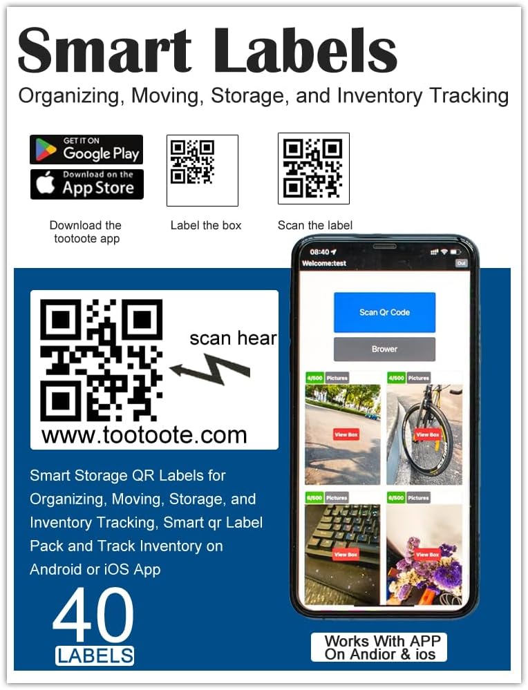 ToteScan Intelligent QR Labels for Organization/Moving