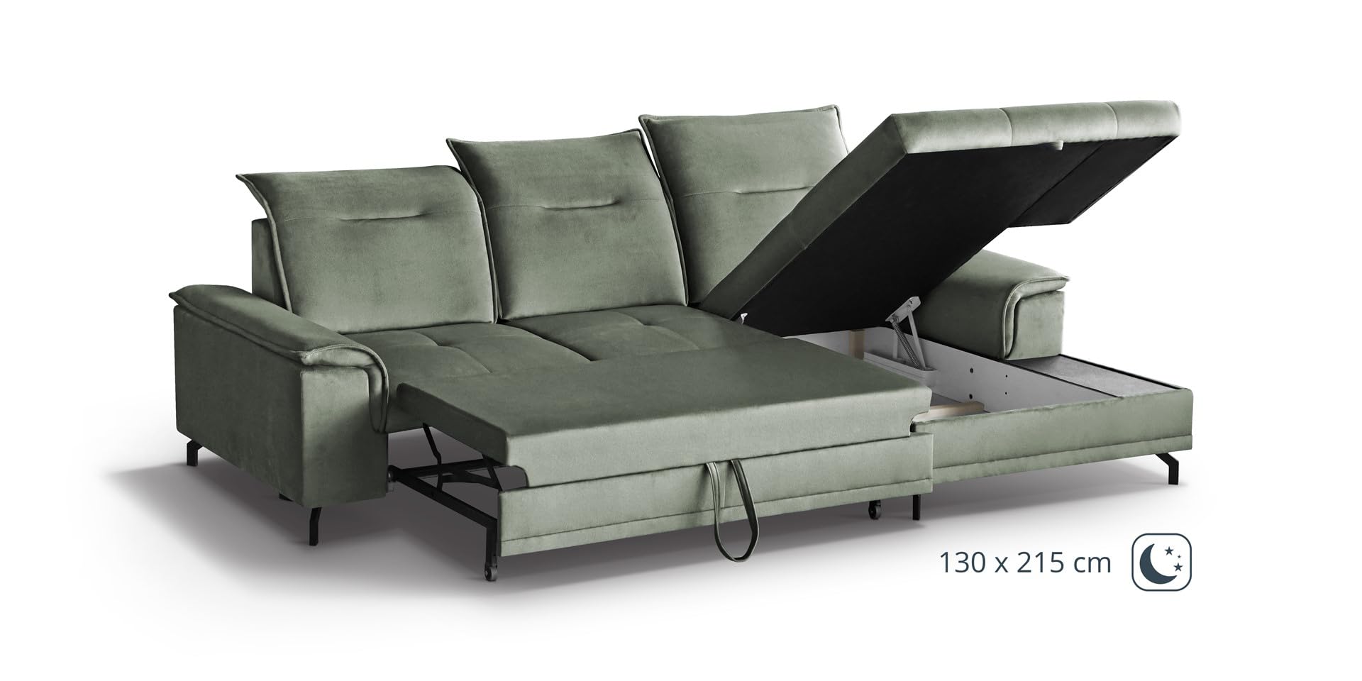 Ecksofa Bruno MINI - Wohnlandschaft Polstersofa Polstercouch RECHTE Seite (Olive - Element 11)