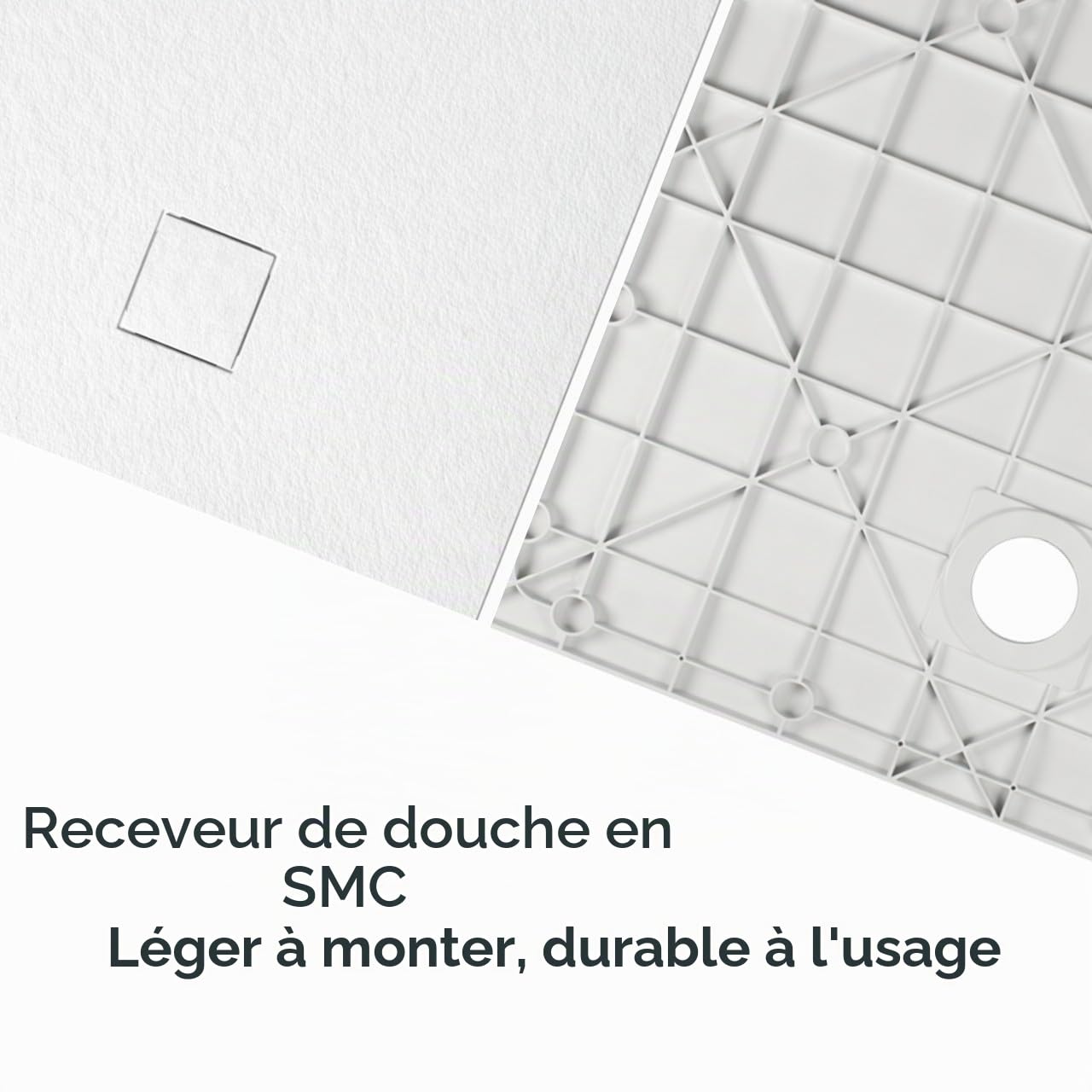 Receveur de douche AquaUno Stone - 110 x 80 x 2,6 cm - Blanc