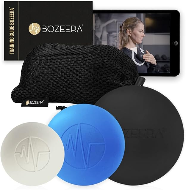 [Lacrosse Ball Set of 3] Lacrosse Massage Ball Set - Trigger Point Massage Ball Set -Lacrosse Balls Massage - Lacrosse Ball 6cm, 5cm & 3cm Incl. Free Video Instructions, Booklet & Bag - Premium Set