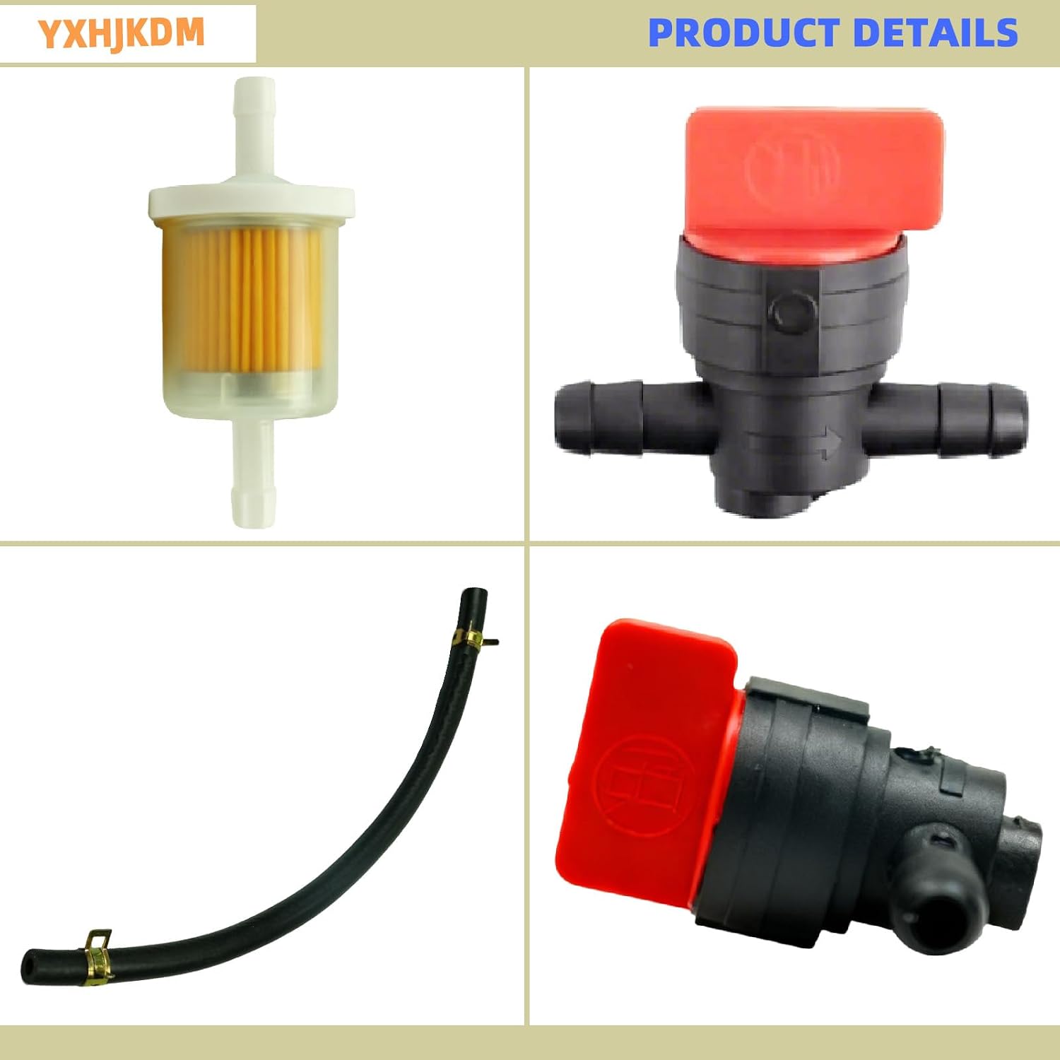 5414K 1/4" Gas Fuel Line Hose Inline Fuel Filter Fuel Shut Off Valve Kit Fit for Briggs & Stratton 283207 791850 95162S 691035 698183 Lawn Mower Small Engines