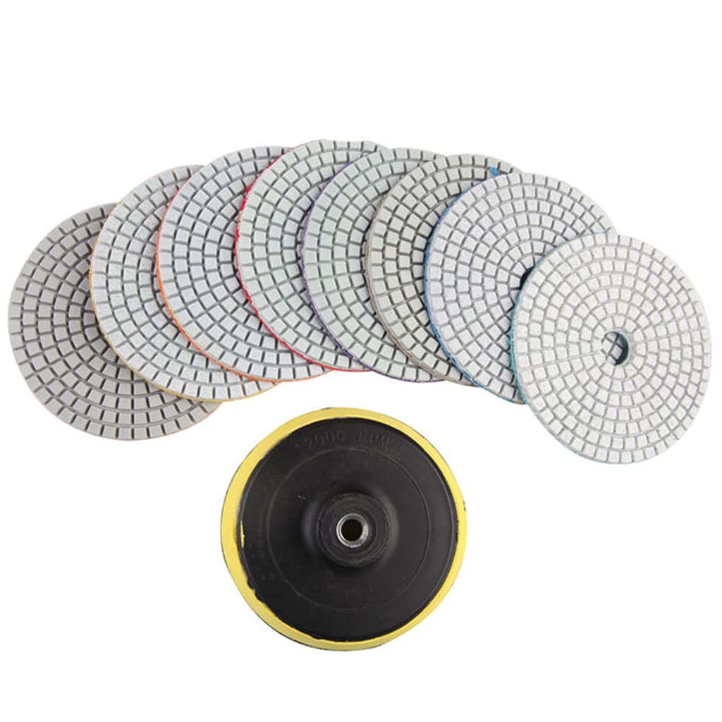 Lot de 8/9/11/12/19 tampons de polissage humides pour béton, marbre, quartz, 10 cm
