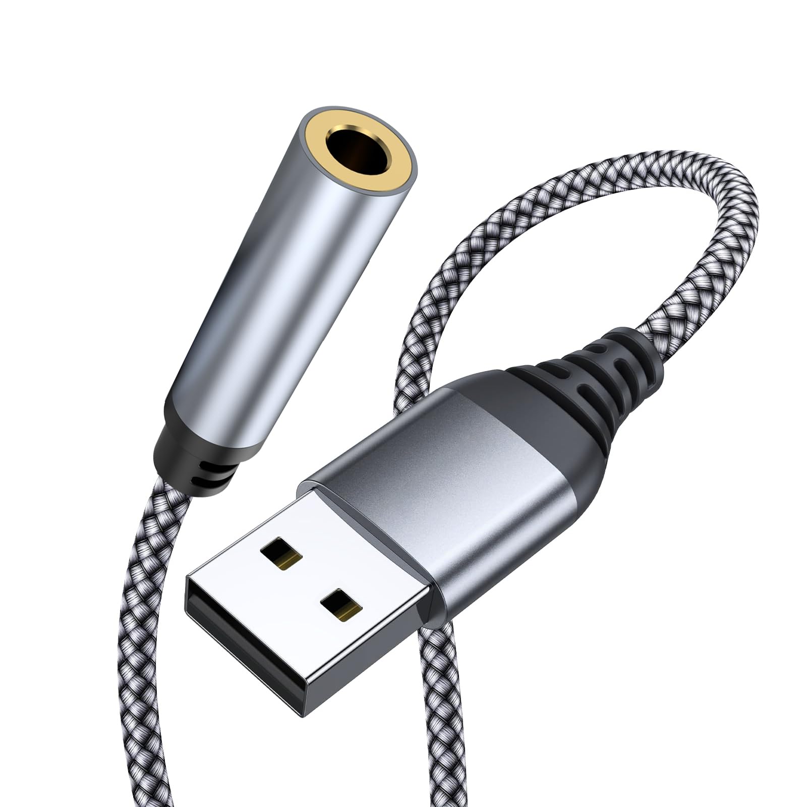 Pastall USB to 3.5mm Jack Audio Adapter, 39 inch USB to Audio Aux Cable External Stereo Sound Card, USB to 3.5mm TRRS Female Headset for PS4/PS5/Headphone/Mac/Linux/Laptop/Desktops/Docking Station