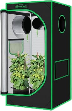 Grow Tent 24"x24"x48" 600D Mylar Hydroponics Indoor Growing Tent with Viewing Window, Removable Floor Tray and Tool Bag for Indoor Plant Cultivation 2x2
