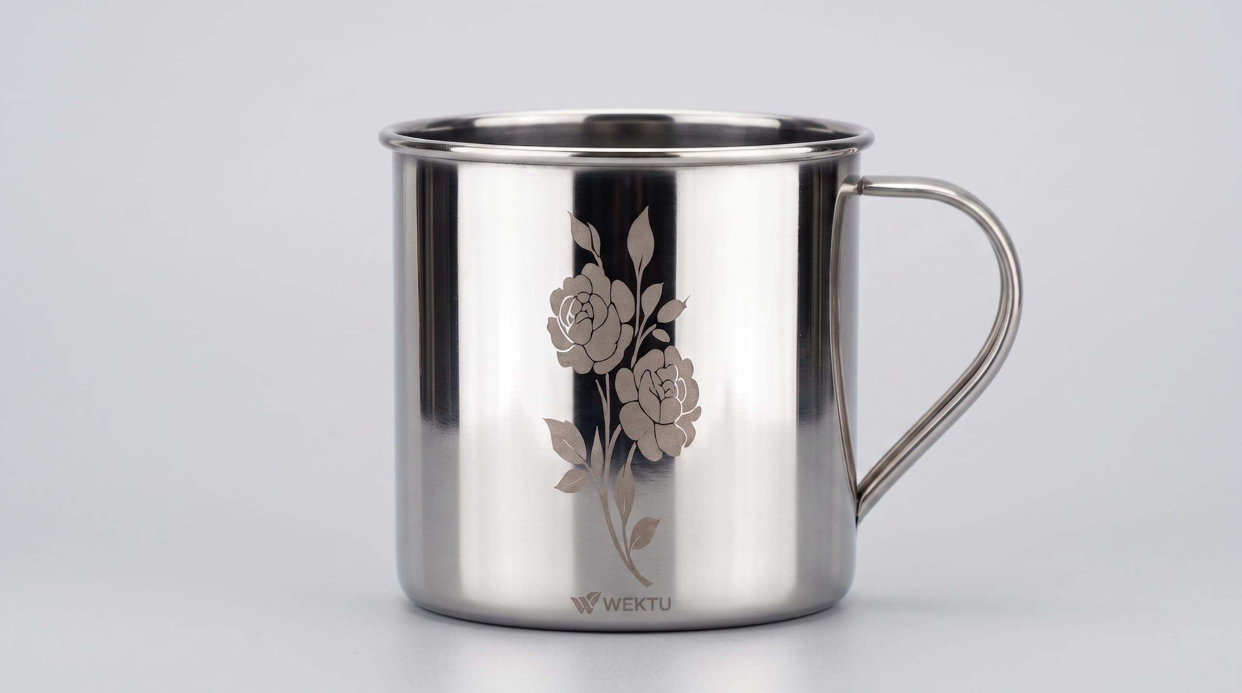 WEKTU Stainless Steel Mug with Laser Print Floral Design, 1 Litre, Army Mug.-picture-12