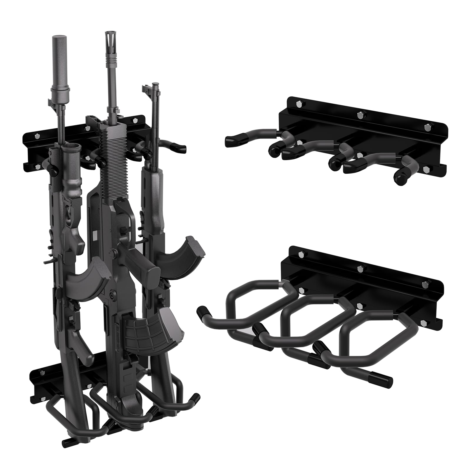 Gun Rack for Wall-3/6 Slots, Heavy Duty Steel Indoor Gun Racks, Wall Gun Racks with Impact Resistant Cotton Sleeve, Ideal for Gun Rooms, Home Garage or Closets
