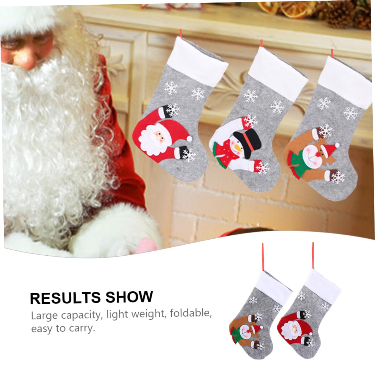 OUNONA 6stücke Leuchtende Weihnachtsstrümpfe Mit Und Weihnachtsmann-Muster Dekorative Geschenktüten Für Kamin Tür Und Weihnachtsbaum Für Festliche Dekoration