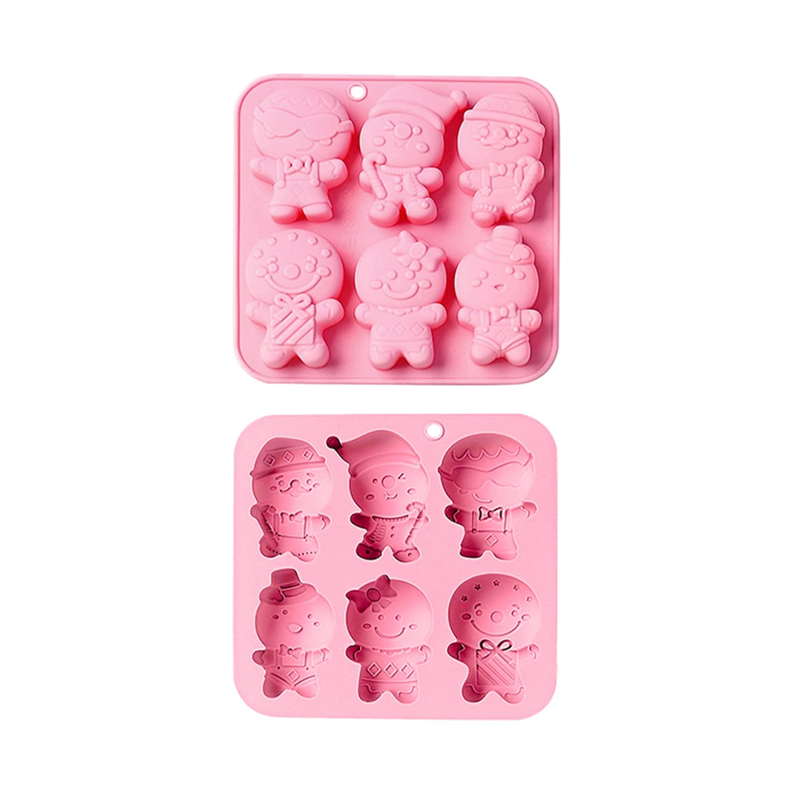 Stiesy 2 Pcs 6 Cavity Gingerbread Man Food Grade Silicone Moulds Resin Casting Molds Silicone Baking Mould for Christmas Chocolate Candy Pudding Fondant Jelly Ice Making — image 1