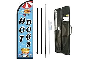 Hot Dog Banner: 12 Ft Swooper Advertising Flag Pole Kit for Businesses,...