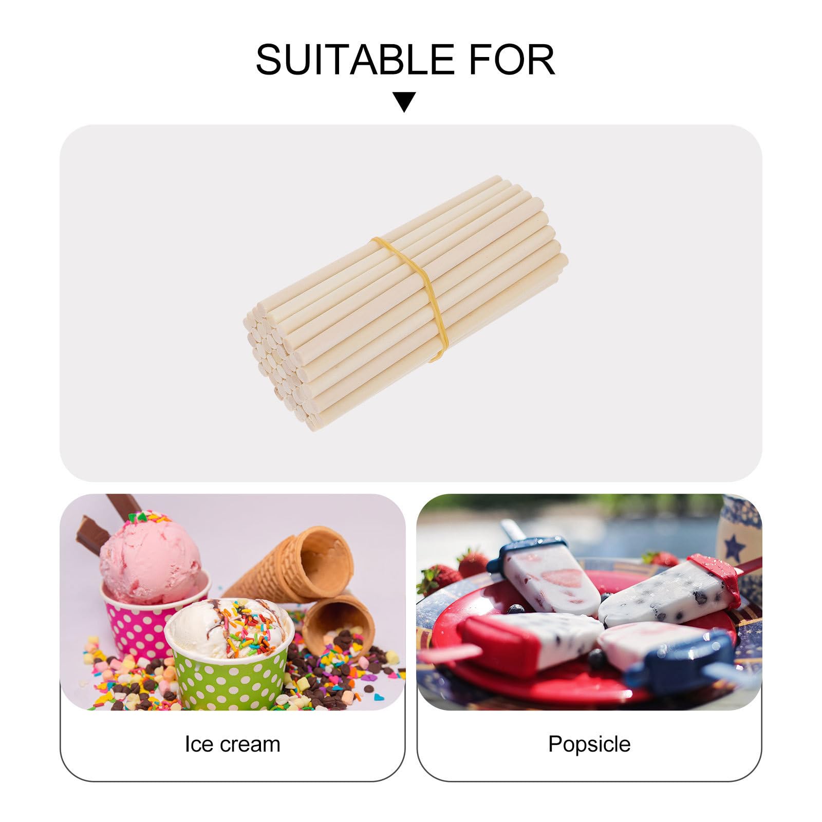 Holibanna 500 Palitos de Madera Beige para Hacer Helados y Proyectos de Manualidades, Seguros Tacto Cómodo para Crear Juguetes de Madera