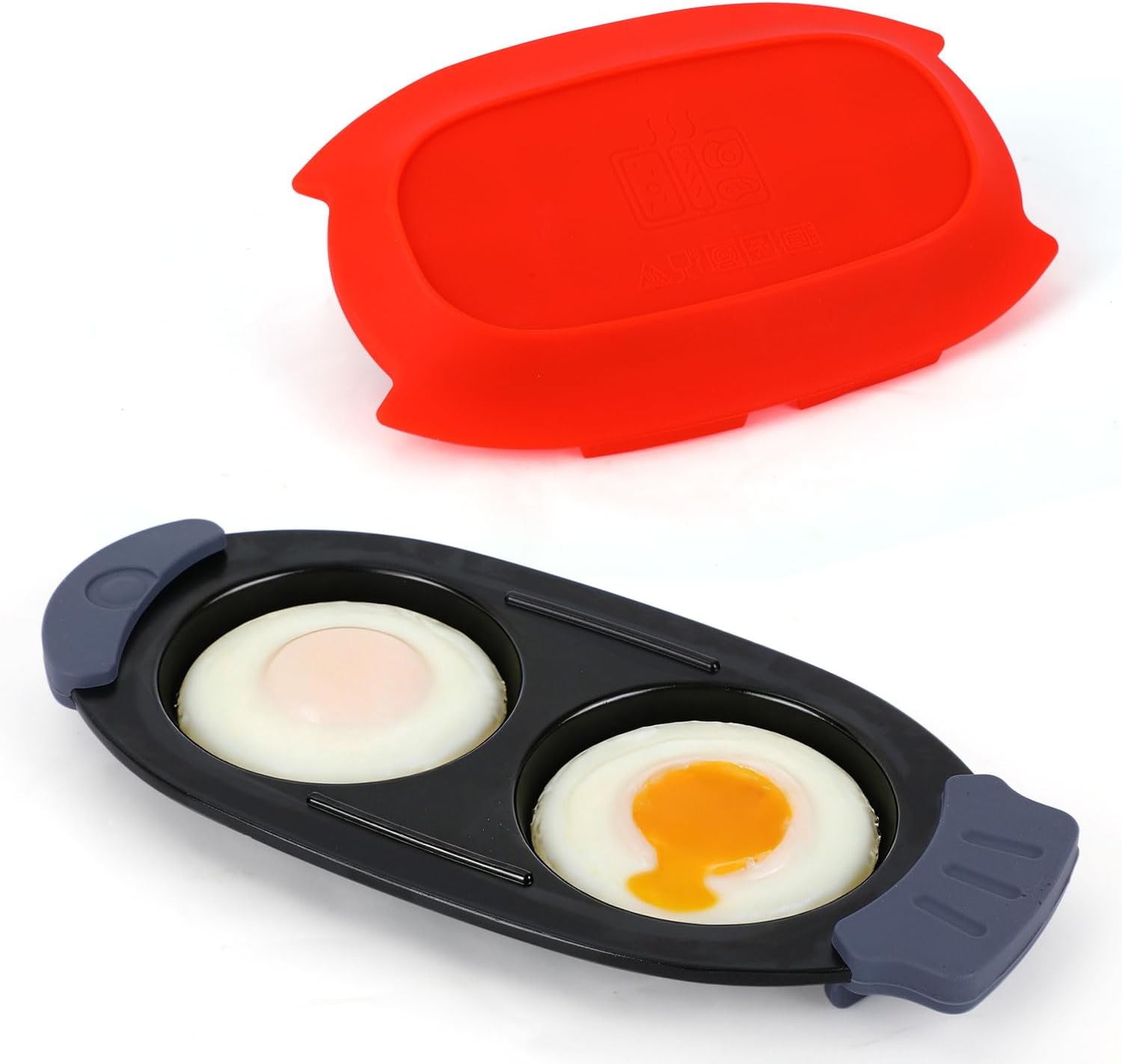 Microwave Egg Cooker, Portable 2-Egg Double Poacher for Breakfast Sandwiches Multi Use Microwave Cookware Poached Maker Fryer Saucepan Pan Cups for Home Kitchen Travel & RV