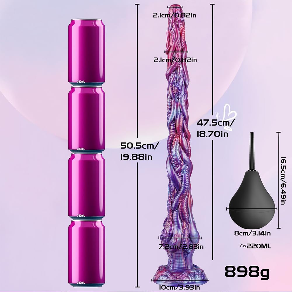50.5 cm Langer Weicher Tentakel Dildo mit Spritzfunktion Spritz Dildo Monster Long Analplug Anal Dildos für Prostata Massage Analtraining Diloschwanz für Frauen Männer und Paar Sex Spiele