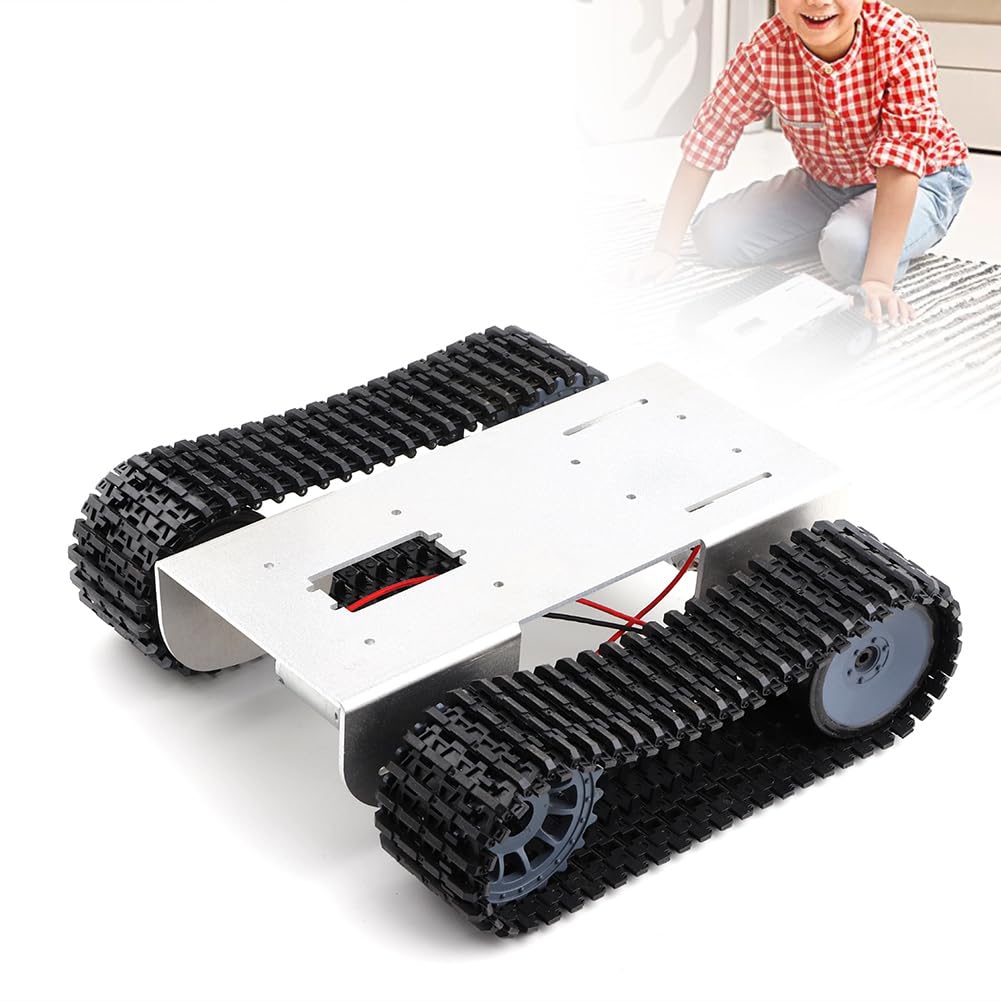 Chasis de tanque MEEVINWH para proyectos de robots, chasis de plástico de alta calidad, marco de aleación de aluminio, motor de doble acción, orugas de gran superficie (versión no