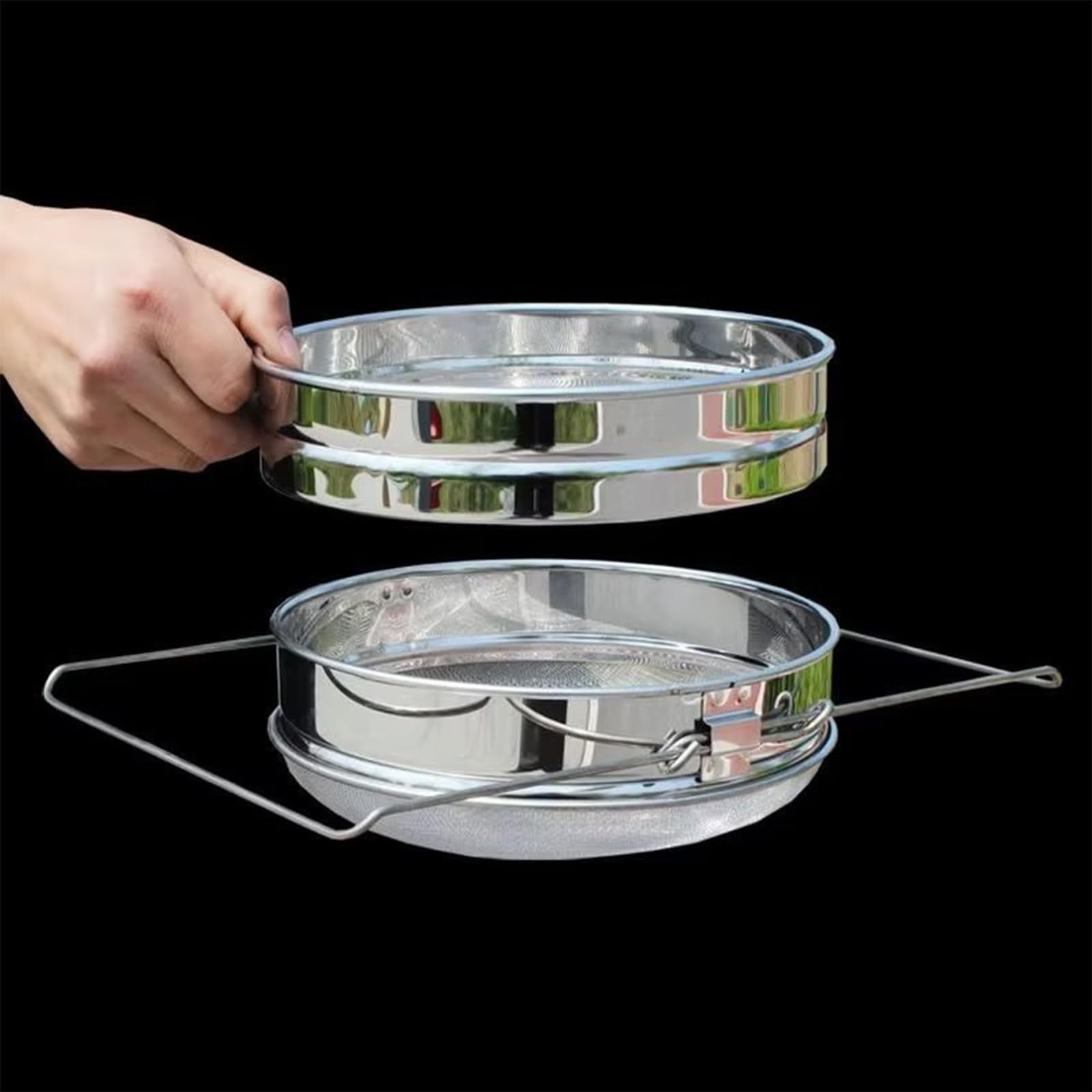 Passoire à miel double en acier inoxydable pour seau de 18 litres, extracteur de miel avec bras extensibles jusqu'à 41,9 cm, équipement d'apiculture