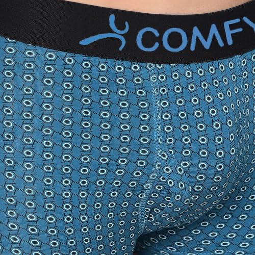Image of Amul Comfy Printed Spandex Trunk for Men | 95% Cotton 5% Spandex | Super Combed Cotton Stretch Fabric | Outer Elastic Comfort Fit | Soft Hand Feel | No Marks Waistband | Color May Vary
