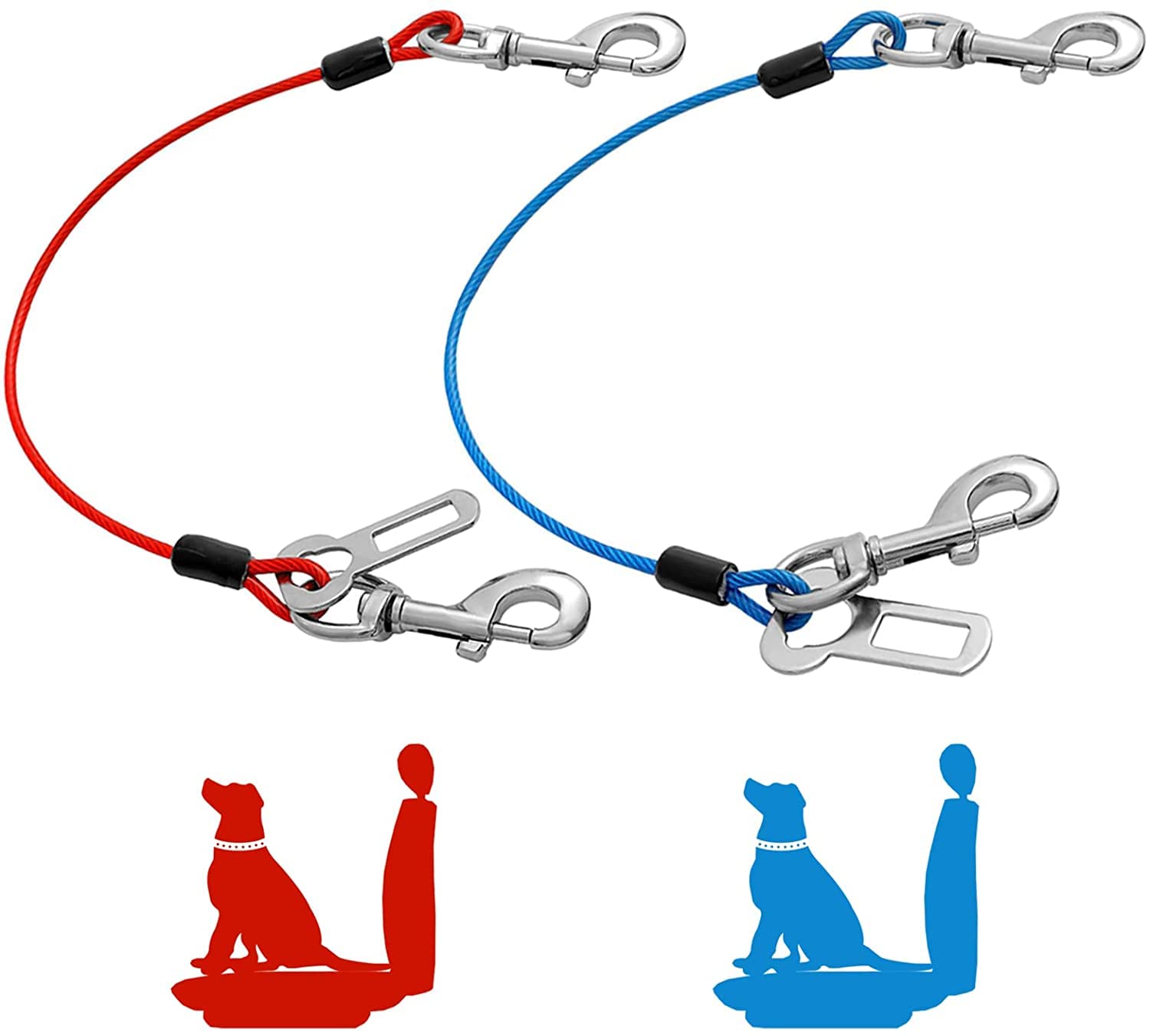 Mi Metty Dog Car Seat Belt, Dog Car Harnesses Chew Proof Steel Rope Cable, Waterproof Dogs Safety Belt