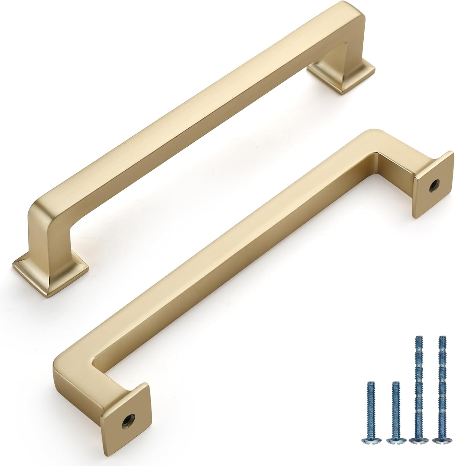 10 Pack 5 Inch(128mm) Kitchen Cabinet Handles Brushed Brass Cabinet Pulls Gold Kitchen Cabinet Hardware Drawer Pulls for Cupboard 5" (128 mm) Hole Center 10 Pack Brushed Gold