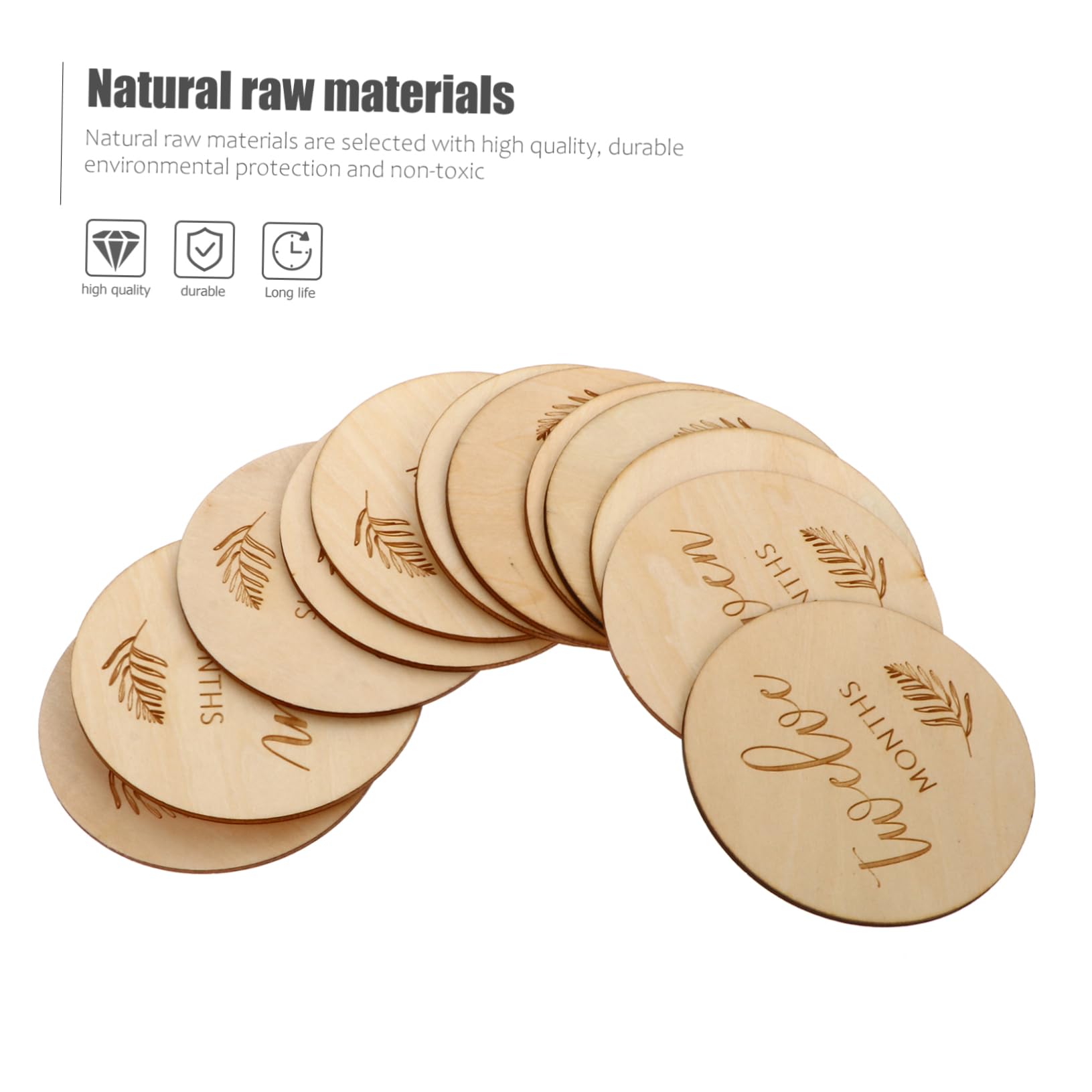 Toyvian 36pezzi Dischi Di Legno Per Foto Di Crescita Dischi Miliari Bi-facciali Per Documentare Primi Anni Del Tuo Per Decorazioni e Scatti Adorabili