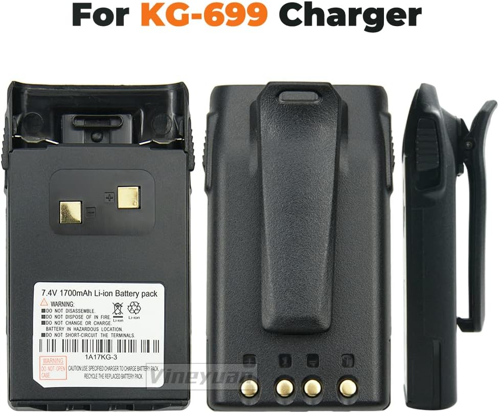 7.4V 1700mAh 1A17KG-3 Li-ion Battery for WouXun KG-UVD1P KG-UV6D KG-659 KG-699 KG-689 Two Way Radio Rapid Battery with Belt Clip