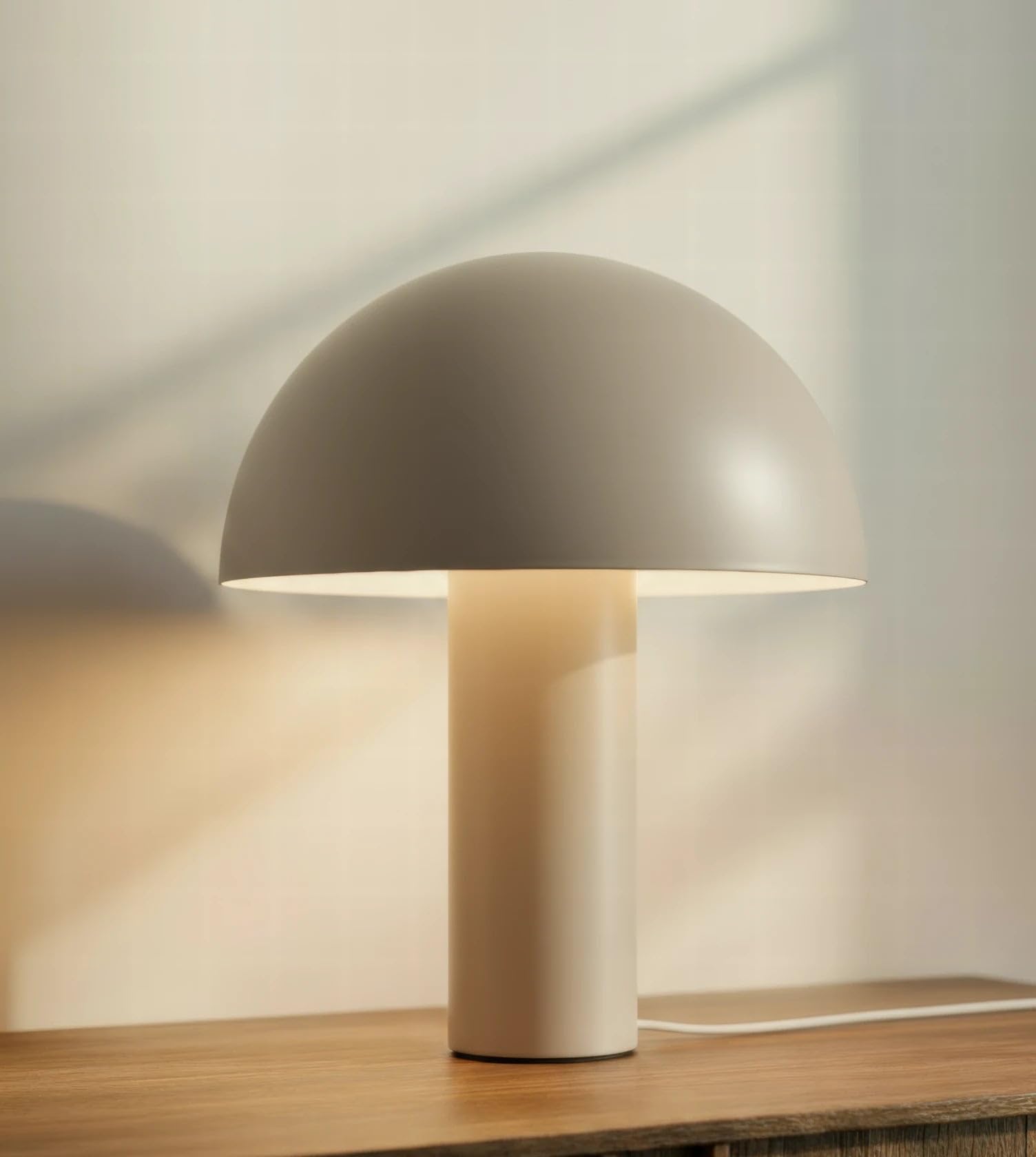 NEONA TIO Tischleuchte Schwarz Eisen Retro Pilzdesign, Tischlampe E14 Fassung Verstellbarer Kopf, Nachttischlampe Sideboard Schreibtisch (Sand)