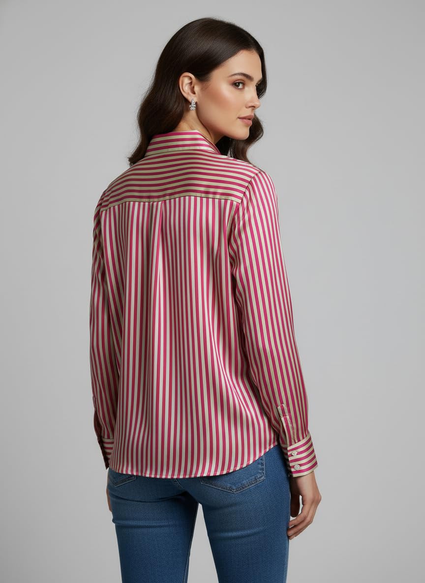 ANNI Designer Bedrucktes Damenhemd aus Baumwollmischgewebe, langärmelig, normale Passform, Hemdkragen, legere Bürokleidung, elegante Western-Kleidung für den Alltag, Hochzeit, Party