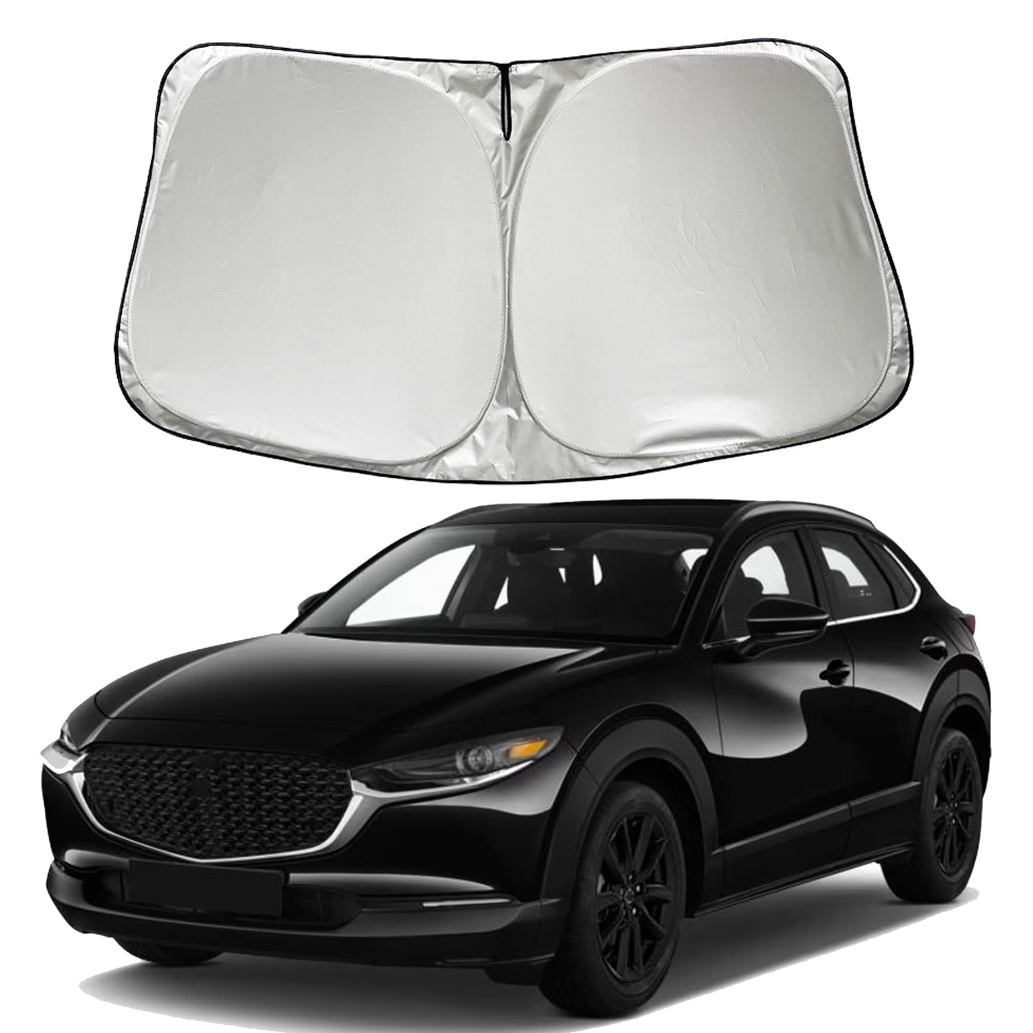 Car Windshield Sun Shade Sunshade for Mazda 3 Mazda3 2026 2025 2024 2023-2019 Hatchback/Sedan Accessories, Foldable Car Front Window Sun Shield Visor with Storage Bag