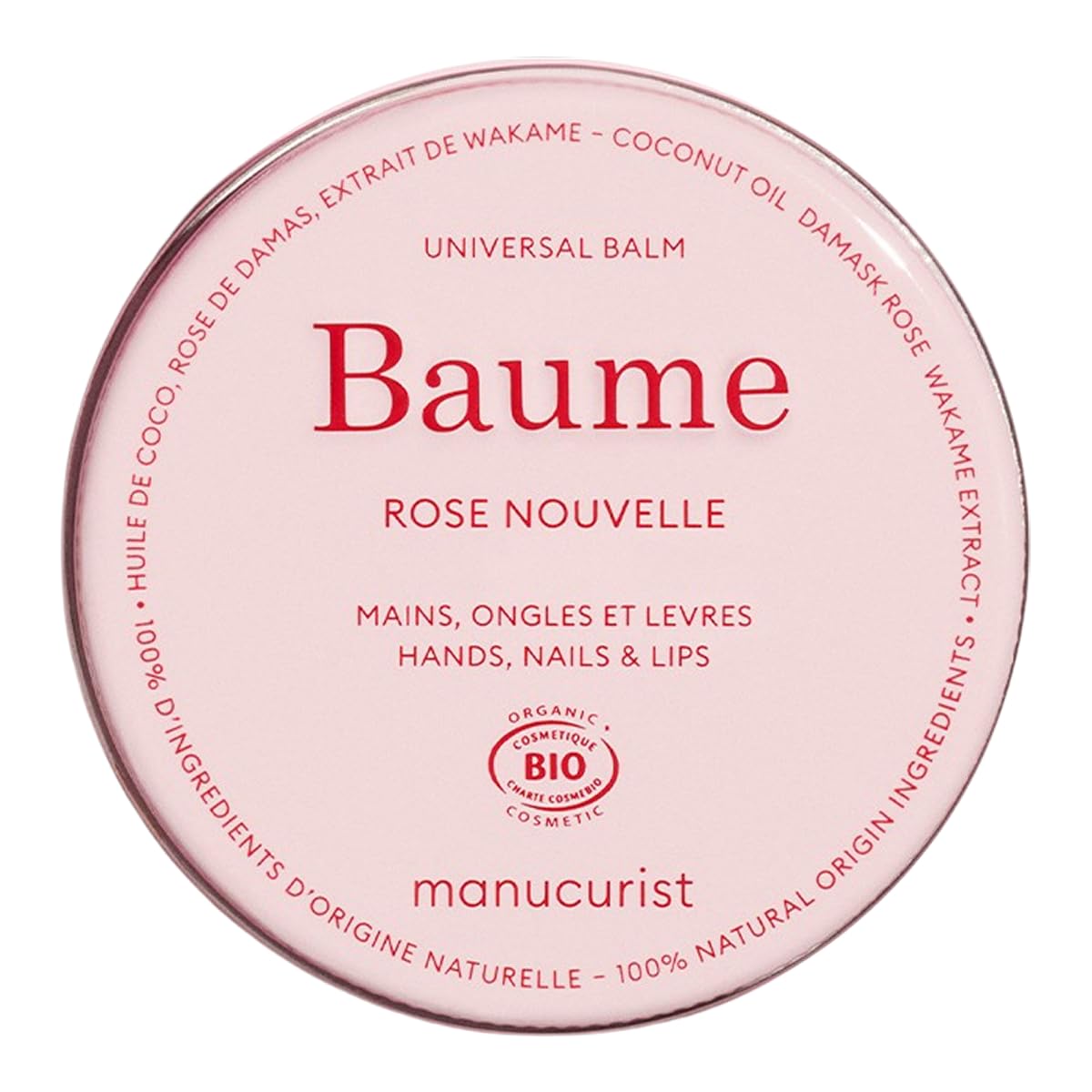 Manucurist, Natural Nourishing Balm, Organic, Multipurpose Skincare, Damascus Rose, Hydrates Lips, Nails & Cuticles