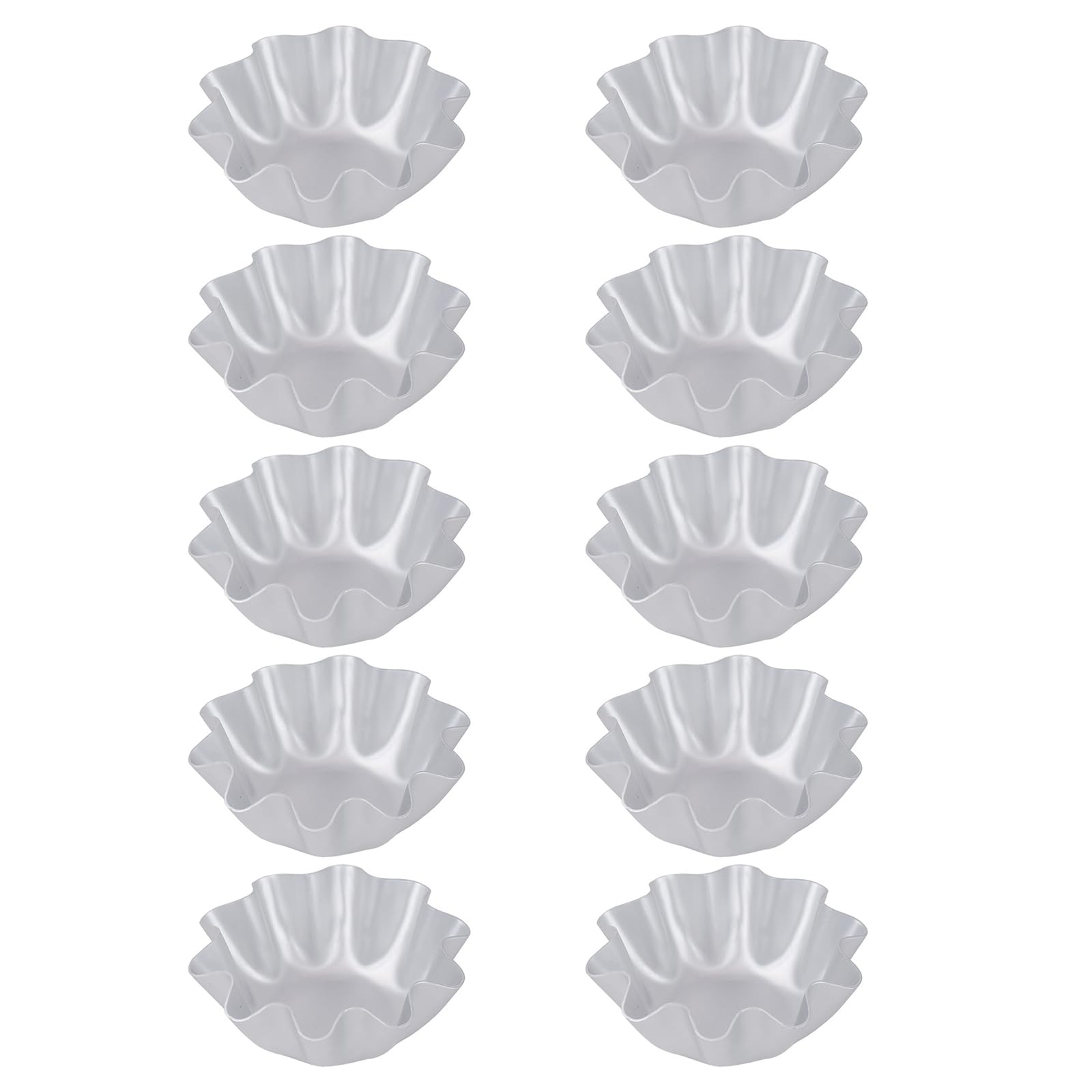 MALSSE 10 Piece Aluminum Baking Molds with Decorative Waves Edges Cake Pan Ensaymada Molder for Homemades Tarts and Puddings Aluminum Baking Cups