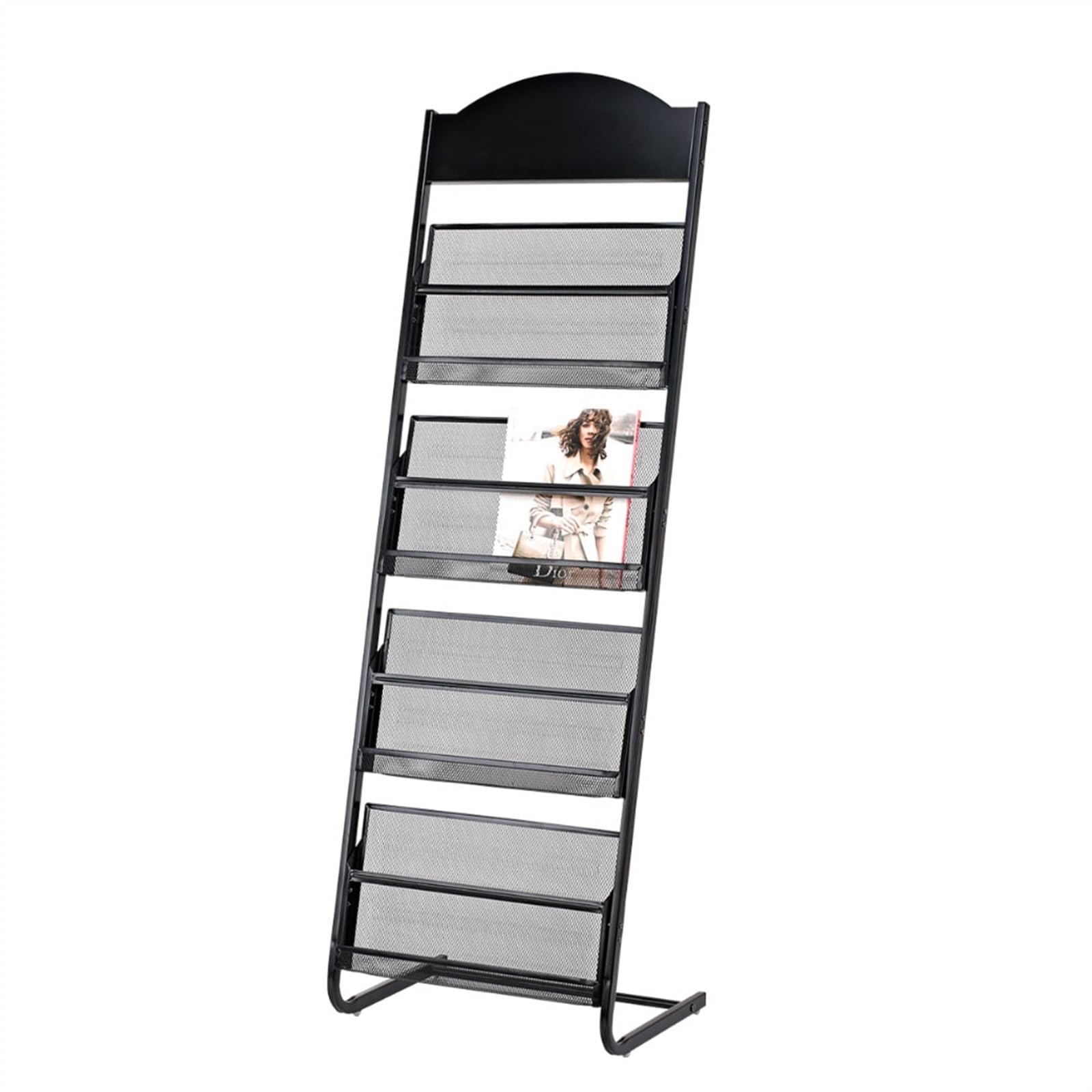 ASerZenith Floor-standing Display Rack, Floor-Standing Magazine Rack Newspaper Storage Rack Fashion Newspaper and Magazine Rack Publicity Materials Display Rack Office Supplies,for (Black)