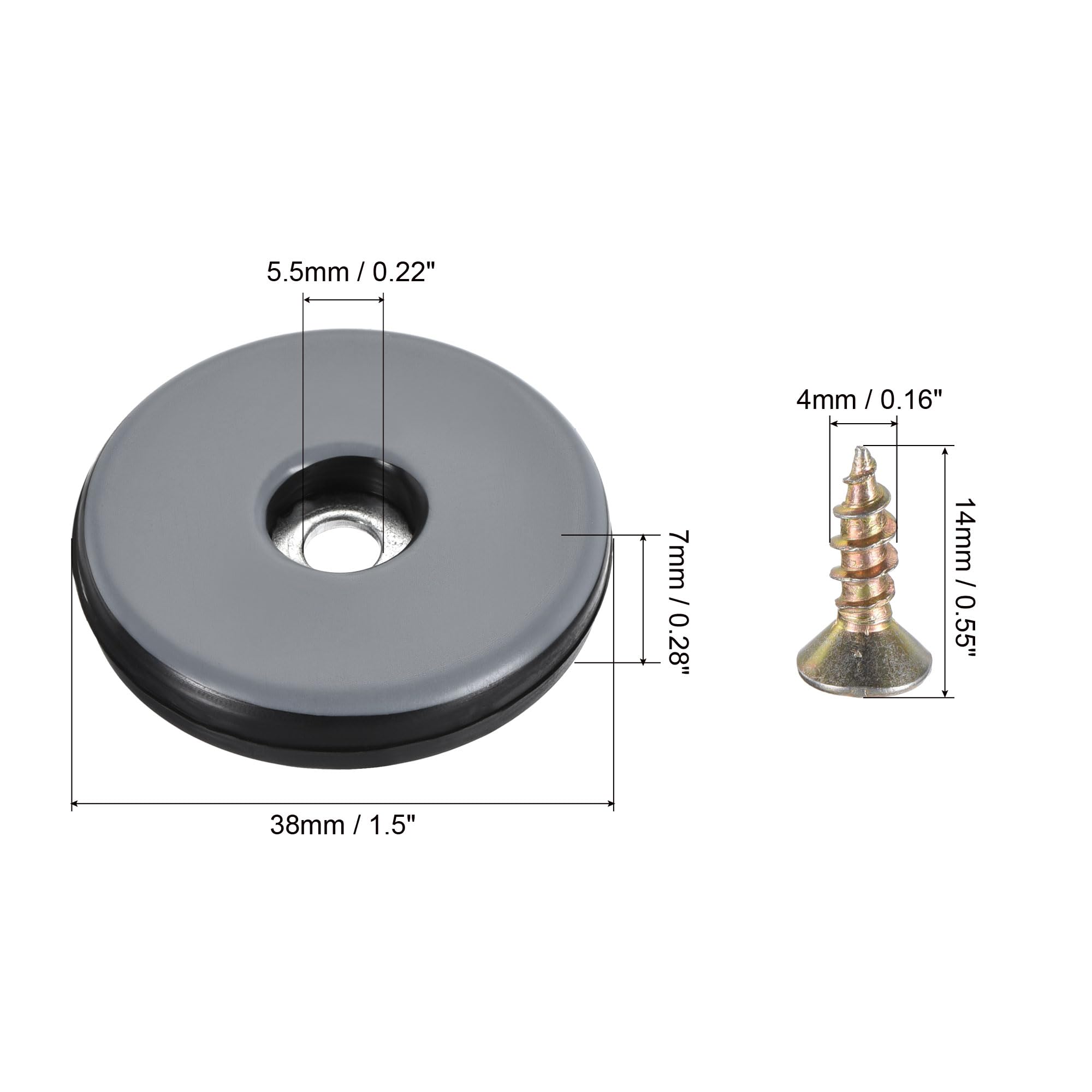 uxcell 38mm Furniture Feet Slider Glides Screw-in Chair Leg Protector Pads PTFE 12pcs — view 2