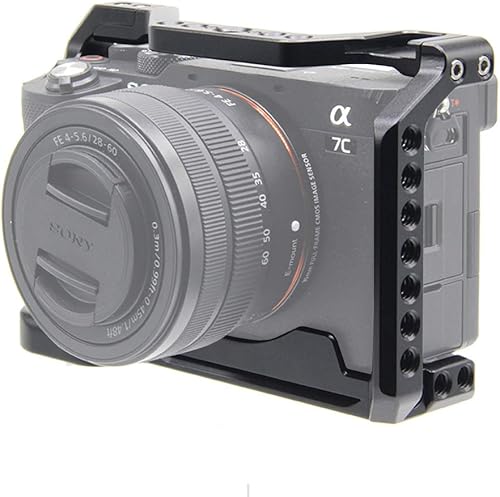 Miniatura 1 de Easy Hood - Jaula para cámara Sony Alpha 7C  A7C  ILCE-7C estabilizador de cámara de vídeo Vlogging con zapata fría incorporada puntos de montaje de