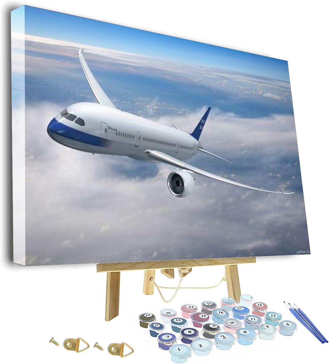 Zeyupain Colorp Diy Painting By Numbers For Adults,Transport Aircraft Airplane Framed And Easel,Adults Paint By Number Kits For Beginners On Canvas,