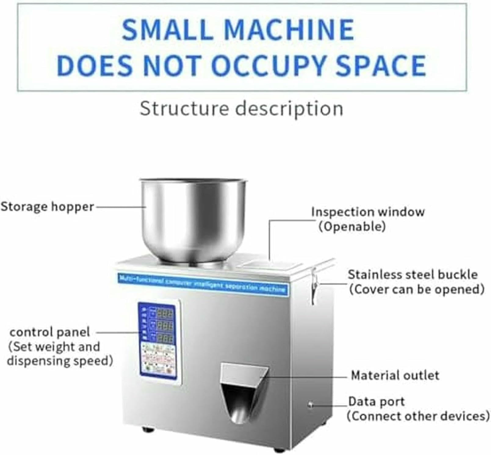 Macchina di Riempimento in Polvere in Acciaio Inossidabile Automatico per Misurazione E Imballaggio Precisi, Ideale per Spezie, tè, Semi E Cereali ~/