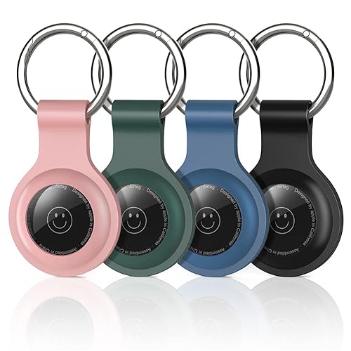 PESTON AirTag Schlüsselanhänger – Anhänger für Apple Air Tages – Kratzfeste & Stoßfeste AirTag Hülle – Schutzhülle mit Verlustschutz für Schlüssel, Taschen & Haustierhalsbänder - 4er Pack - 4er-pack