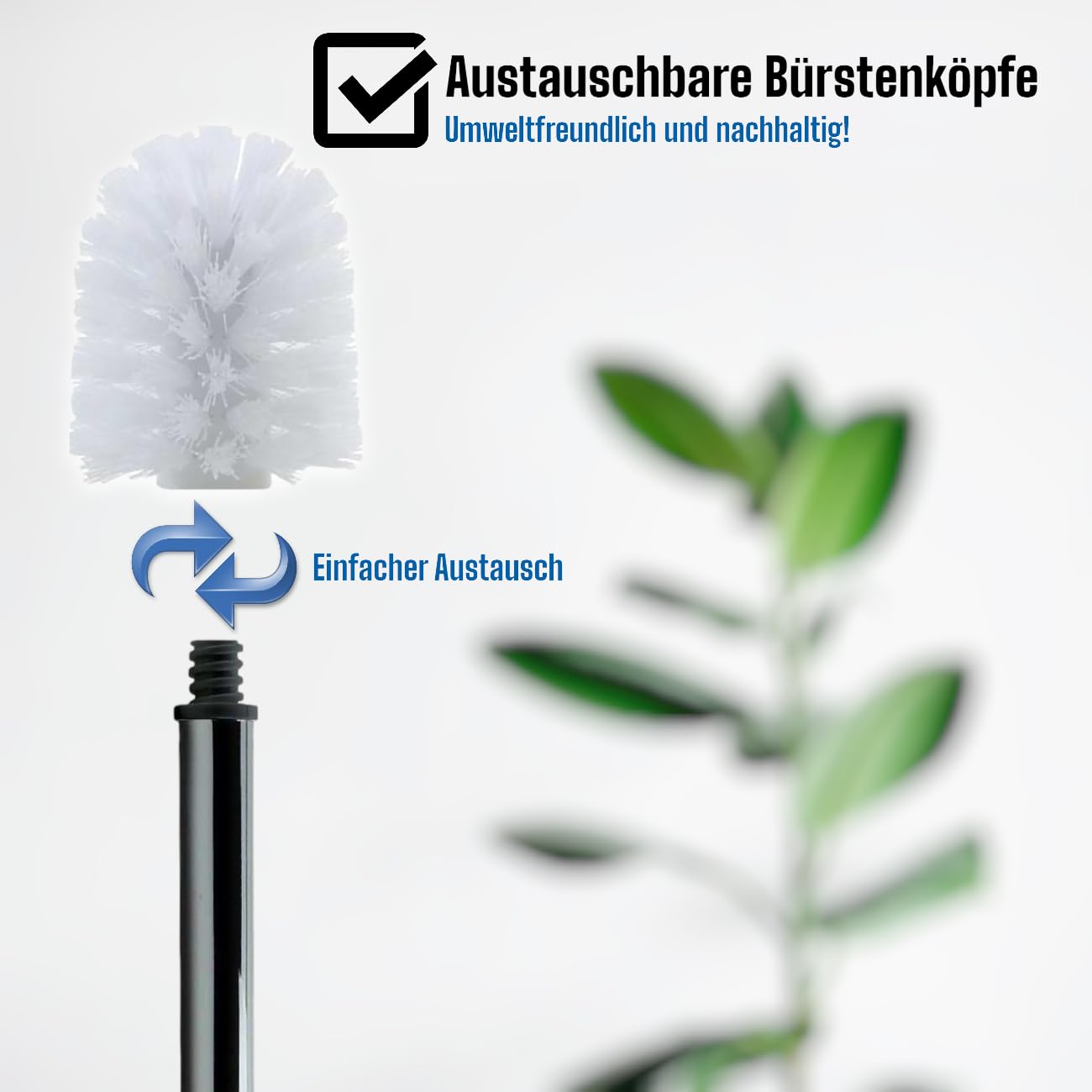 Set 3 Testine Spazzola WC In Silicone + Manico Acciaio Inox 26cm - Daloual - 2