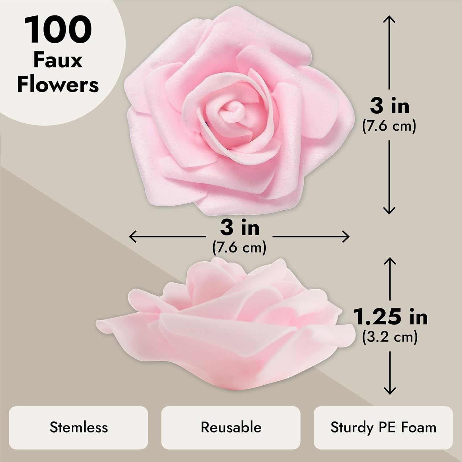 Juvale Wedding Decor Artificial Flowers Carnation Heads - Faux Flowers for Vase, Centerpiece Table Decorations, Wedding Centerpieces & Bridal Bouquet & - Bulk 100 Pack, 3-Inch Diameter, Light Pink