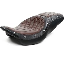 XFMT Motorcycle Touring Seat One-Piece 2 Up Driver Passenger Seat For Harley Touring 2009-2023 Road King Street Glide Electra Glide (Dueler, Brown)