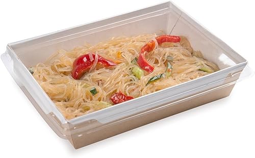 Cafe Vision - Contenedores de comida para llevar de 34 onzas, 200 cajas desechables para almuerzo Tapas transparentes que se venden por separado,